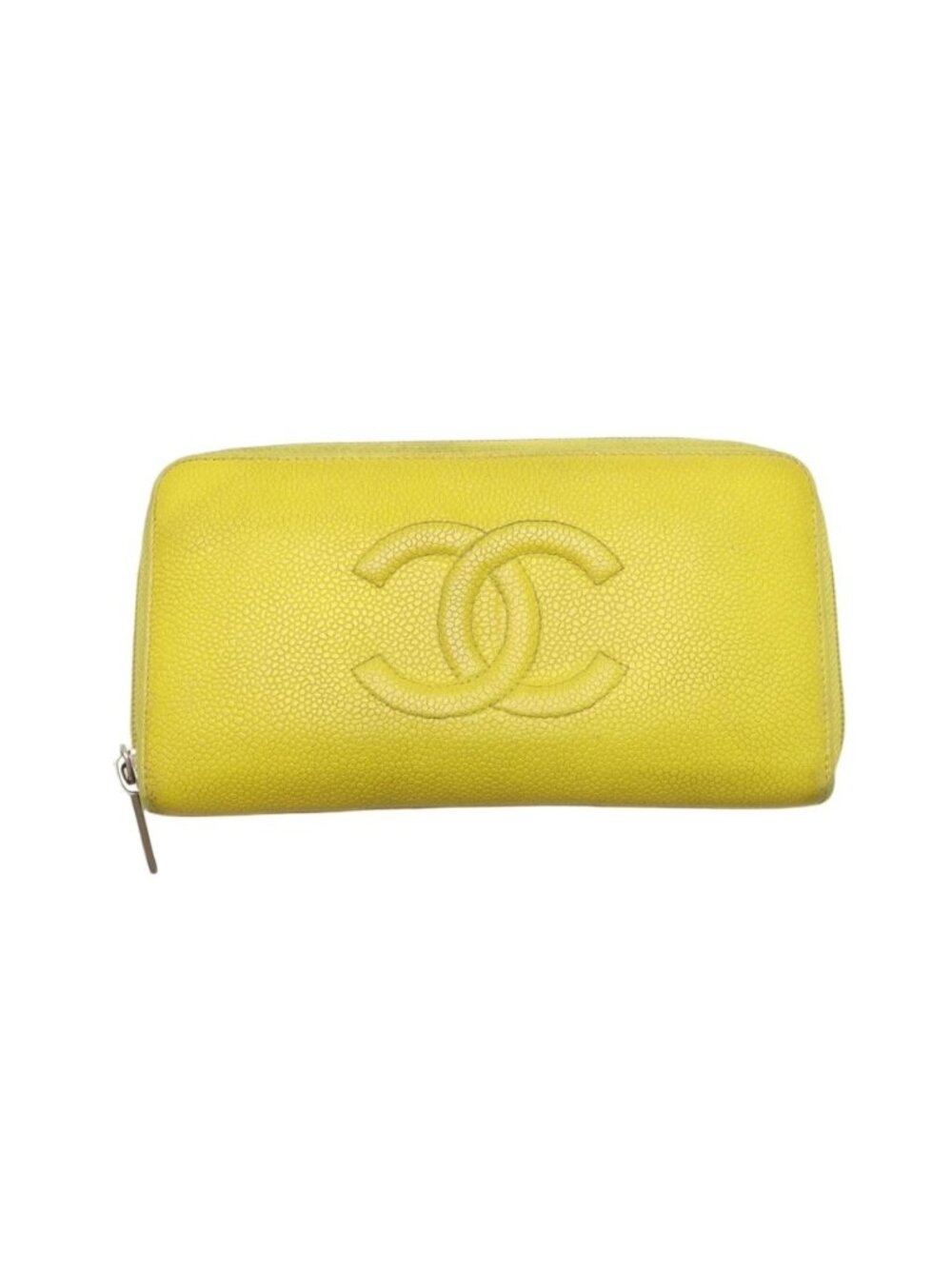 Chanel Caviar Leather CC Logo Zip Around Wallet